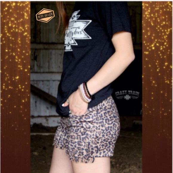 Leopard "Any Fringe Of Mine" Shorts by Crazy Train - Picture 3 of 8